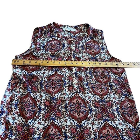 Loft Paisley Print Tank Top w/ Button Collar and Front Pockets. Sz M. Great Cond - Picture 11 of 11